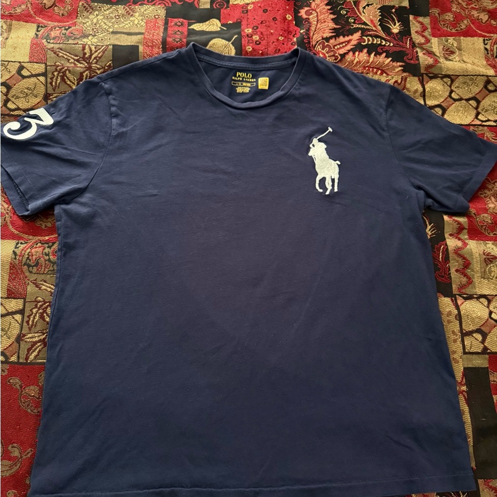 Polo by Ralph Lauren Big Pony #3 Embroidered Navy Blue/White T-Shirt